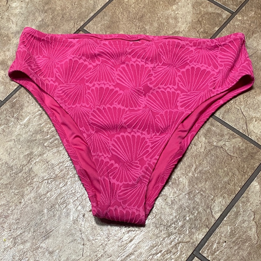 Victoria's Secret Hot Pink Shell Jacquard XL Bikini Bottoms Summer Beach